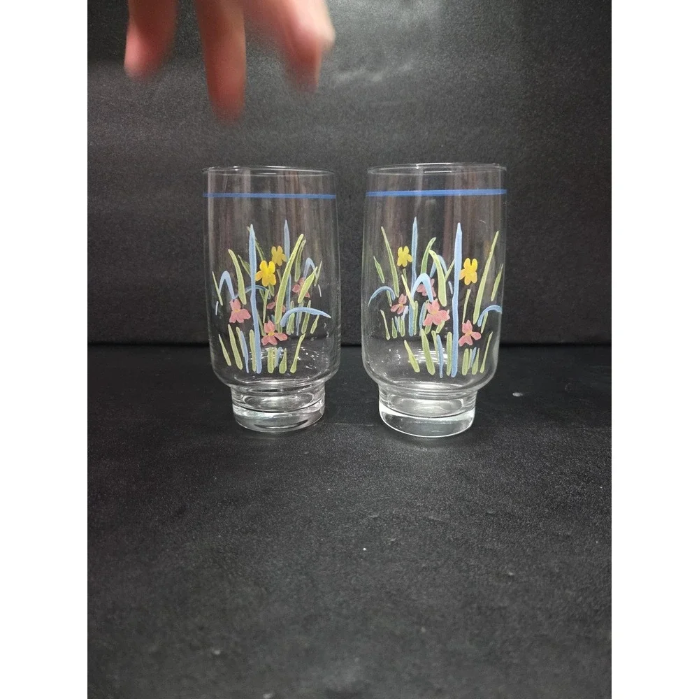 Sango Pastels Floral Short Tumblers, Easter Spring Glasses, Set of‎ 2 Glasses